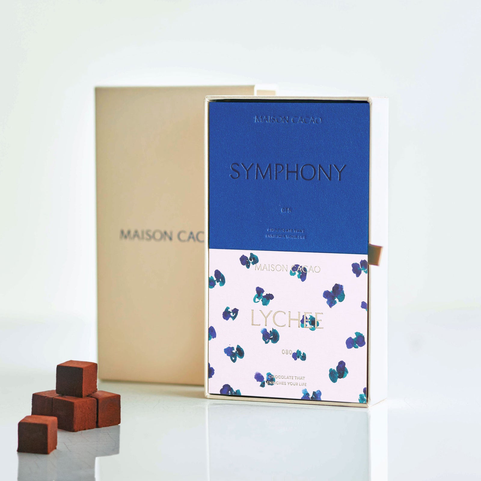 生チョコレート2個ボックス SYMPHONY & LYCHEE｜メゾンカカオ【公式